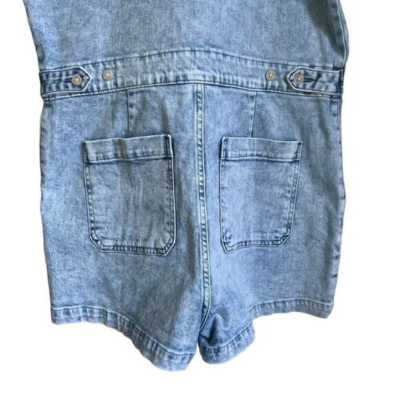 Gap Acid Wash Puff Sleeve Denim Romper - Picture 9 of 10